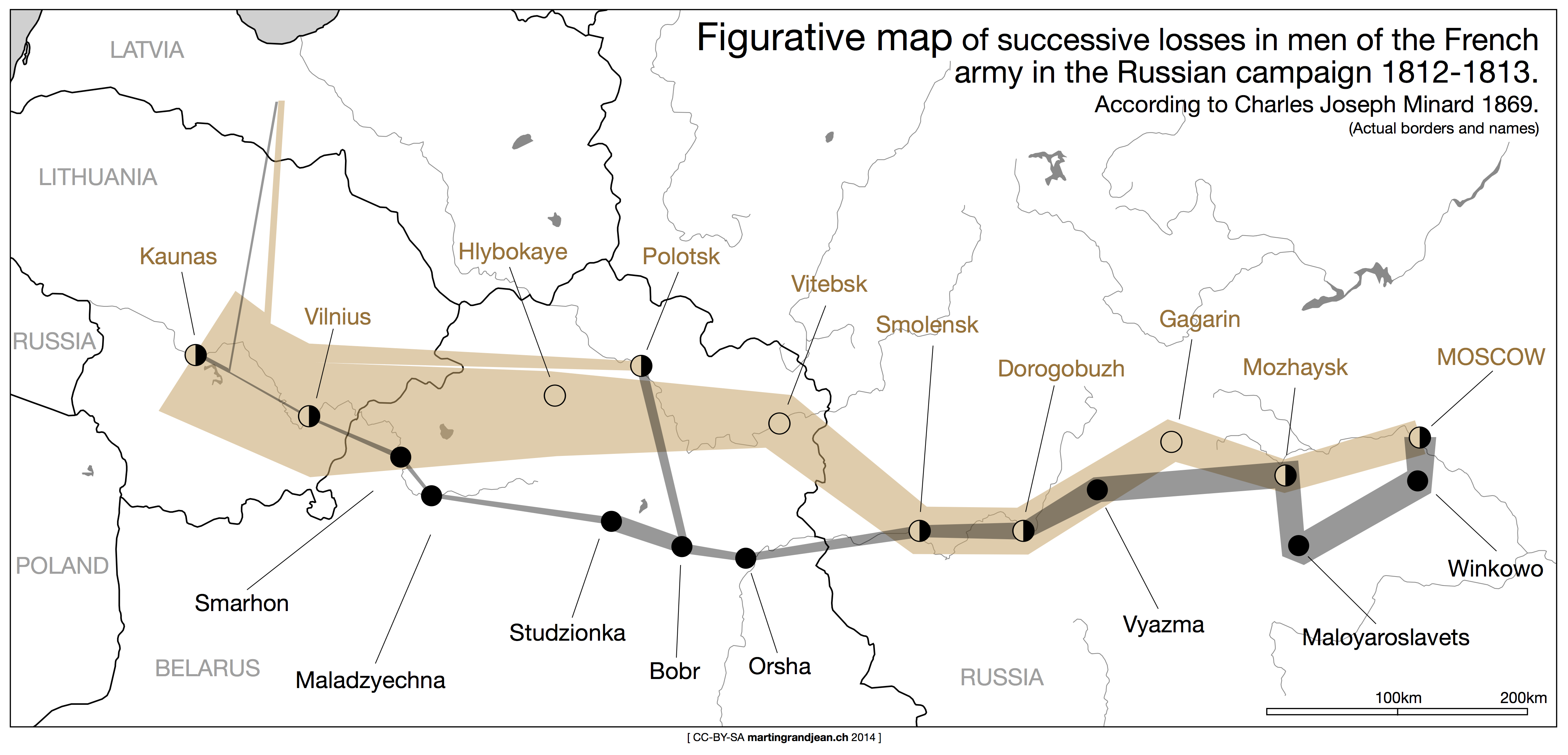 Historical Data Visualization Minard's map vectorized and revisited